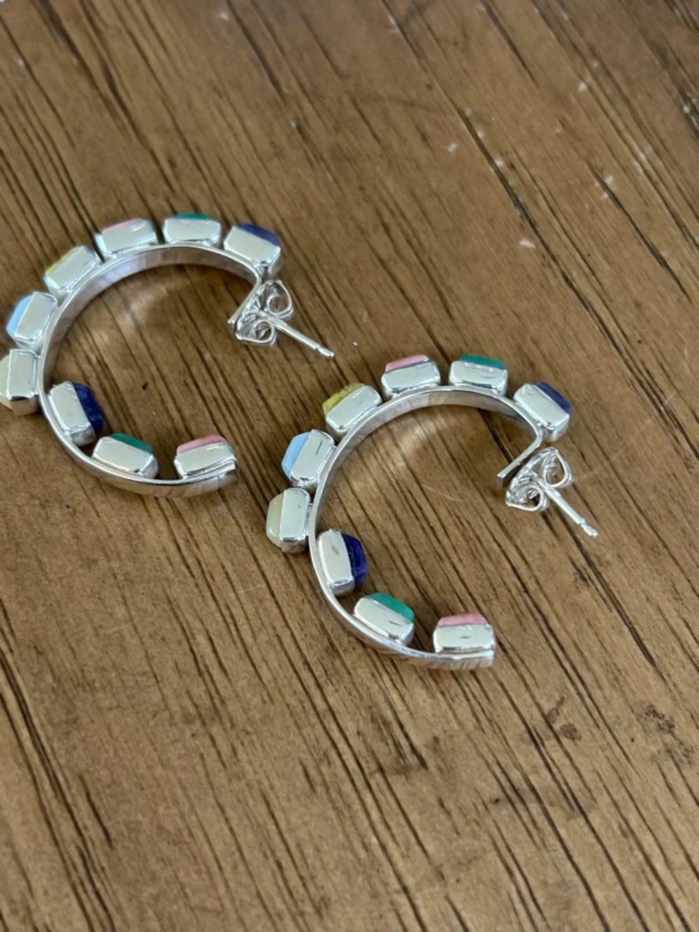 Jay King Sterling Silver Multicolor Opal Hoop Earrings NWT
